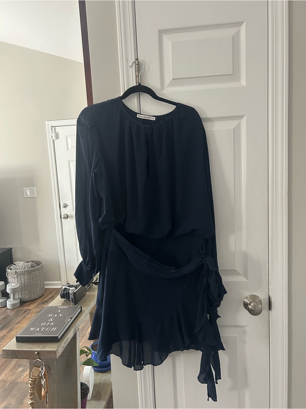 Abercrombie & Fitch Navy Long-Sleeve Wrap Mini Dress